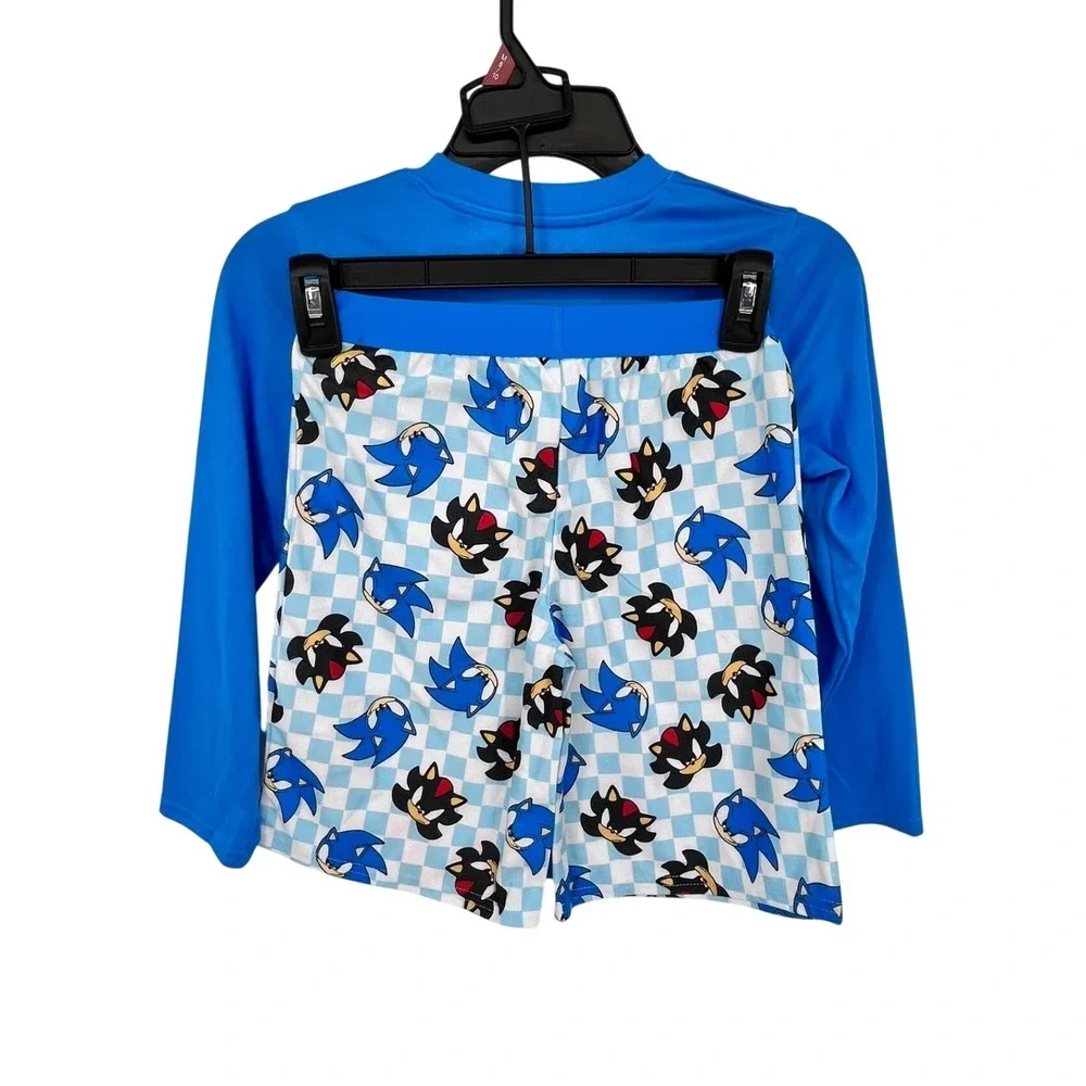 Sonic the Hedgehog Pajama Set Boys Size 8 Blue Long Sleeve Shadow 2pc NEW